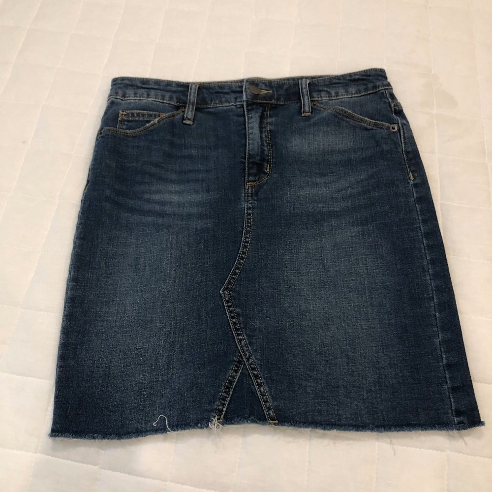 Blue Jean skirt with frayed ends